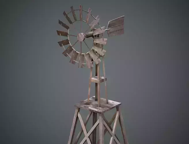 Wooden Windmill - Low Poly Mobile Ready Low-poly 3D model