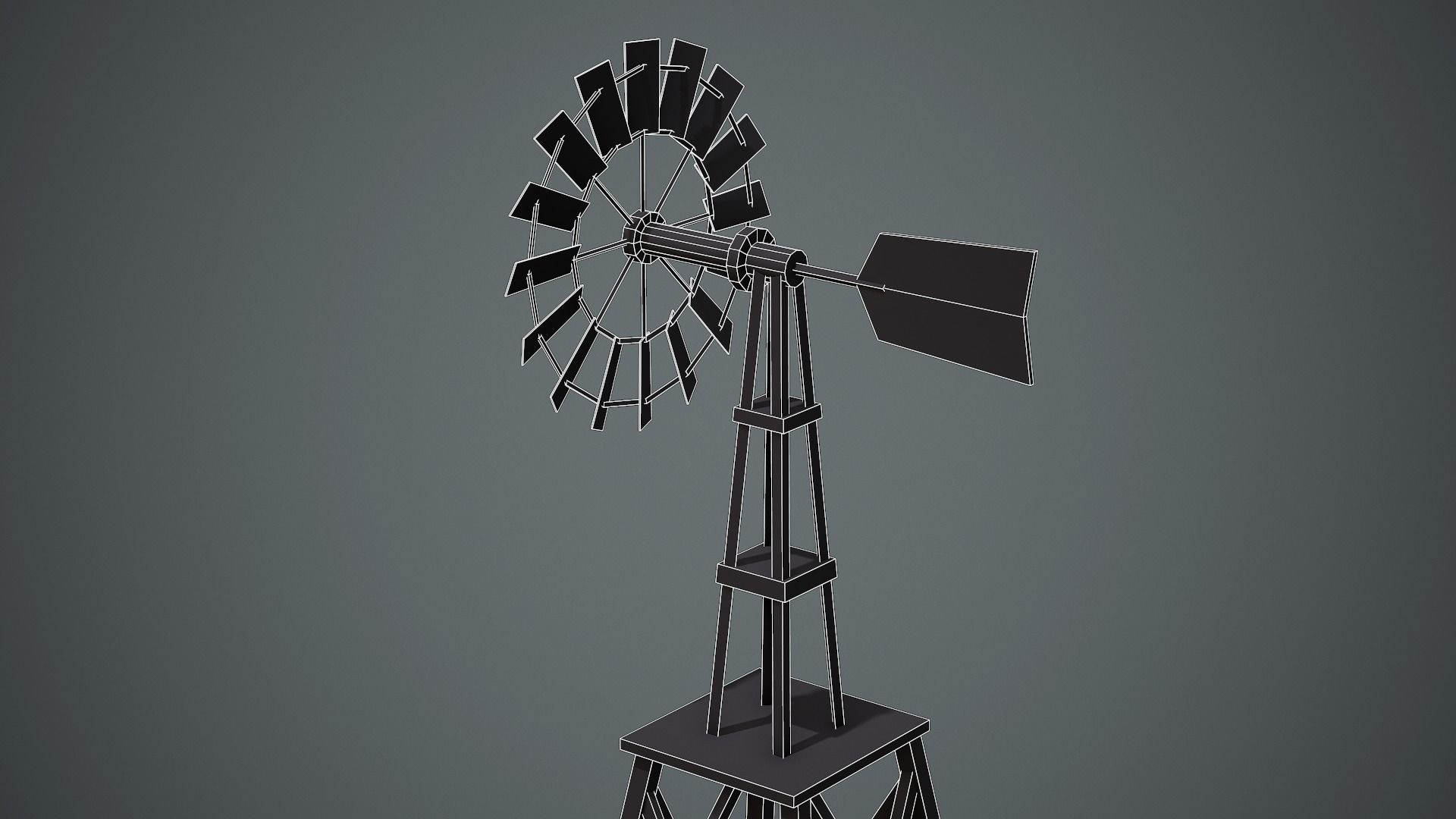 Wooden Windmill - Low Poly Mobile Ready Low-poly 3D model_12