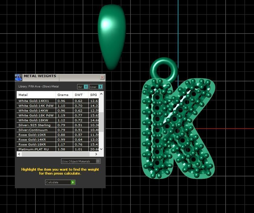 Model 528 Camber Initial K Letter Diamond Pendant 3D print model_14