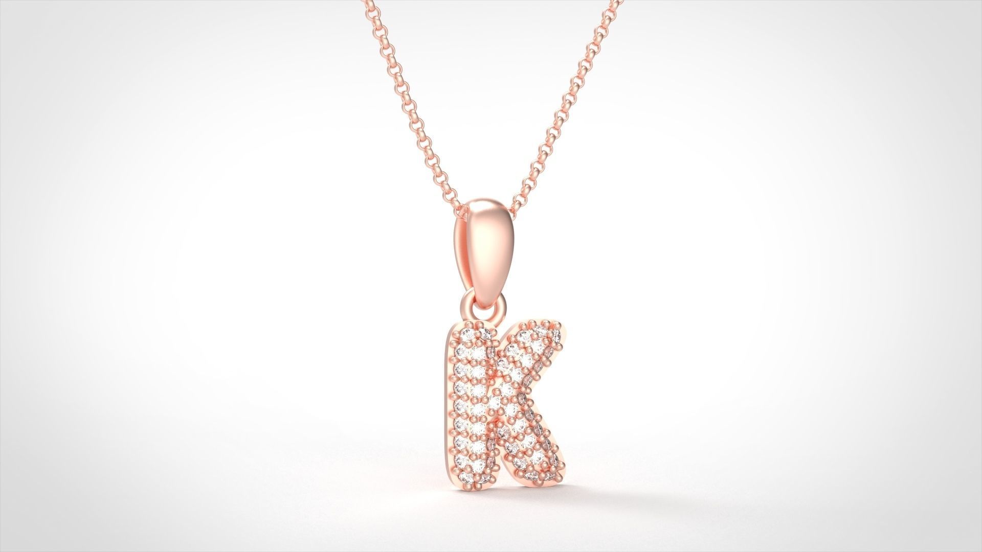 Model 528 Camber Initial K Letter Diamond Pendant 3D print model_6