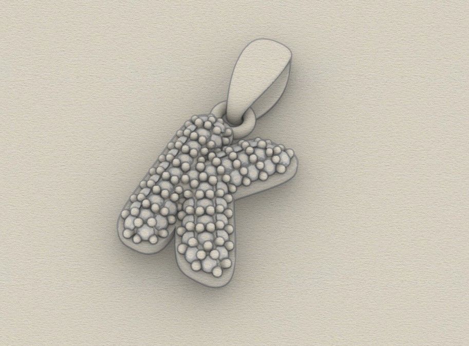 Model 528 Camber Initial K Letter Diamond Pendant 3D print model_10