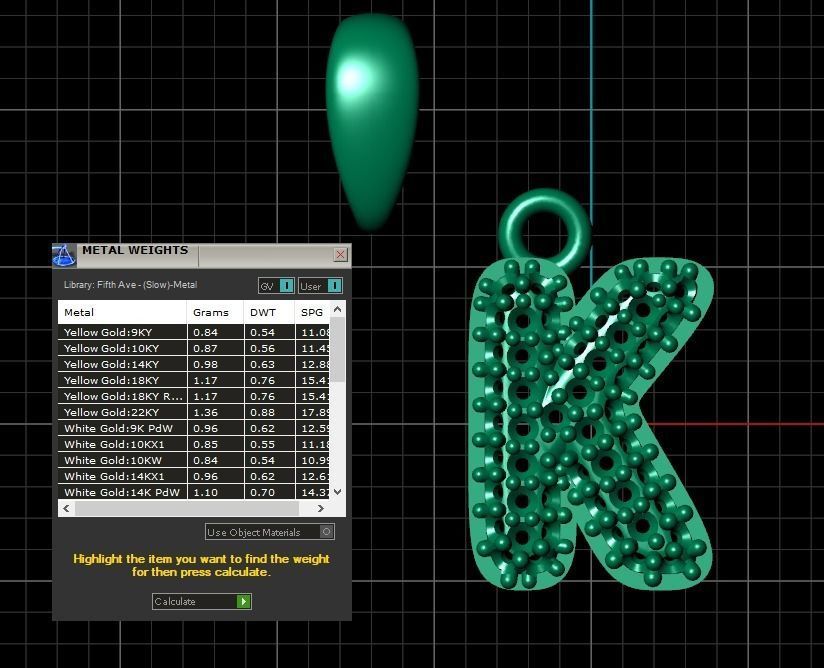 Model 528 Camber Initial K Letter Diamond Pendant 3D print model_13