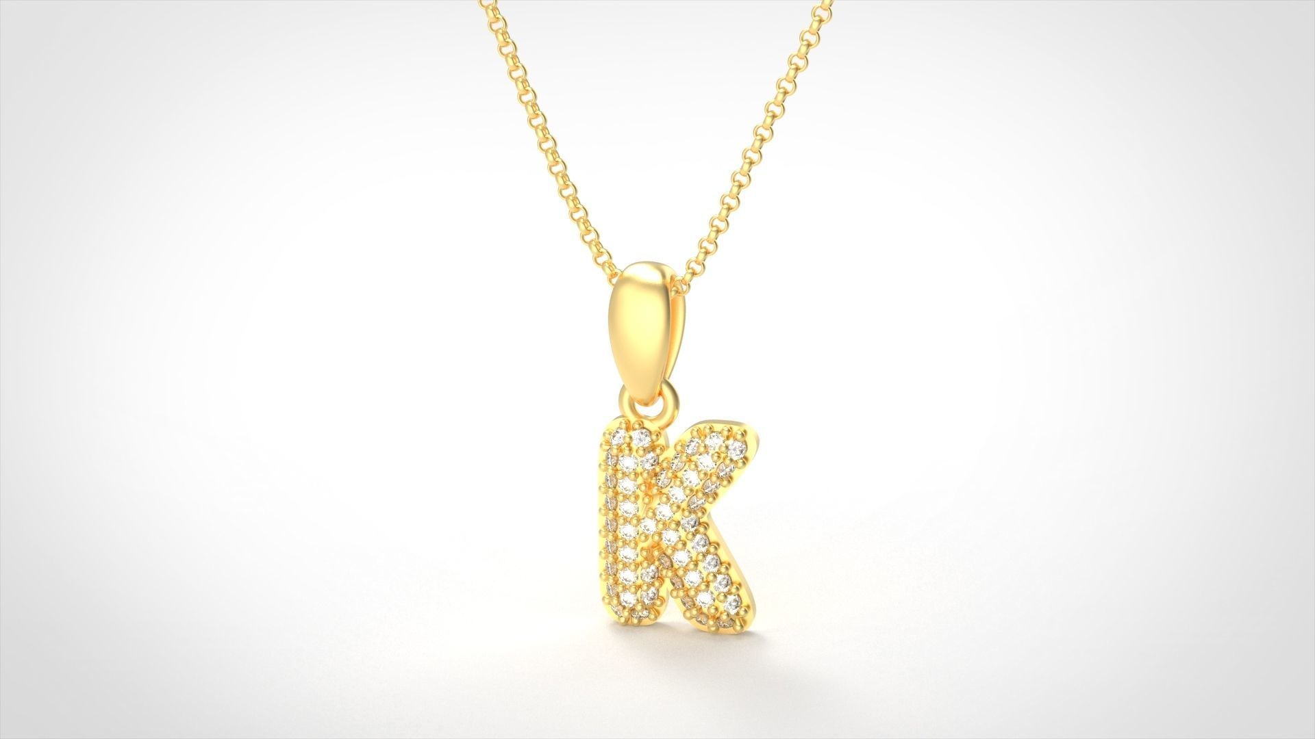 Model 528 Camber Initial K Letter Diamond Pendant 3D print model_2