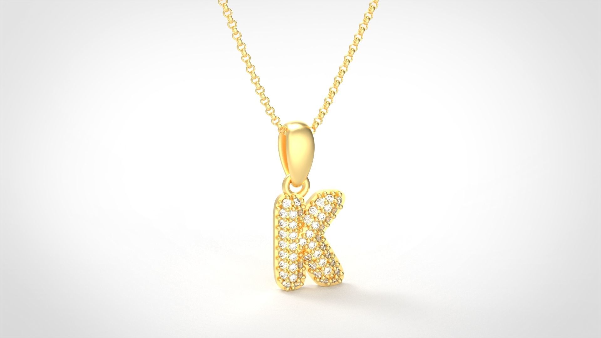 Model 528 Camber Initial K Letter Diamond Pendant 3D print model_1