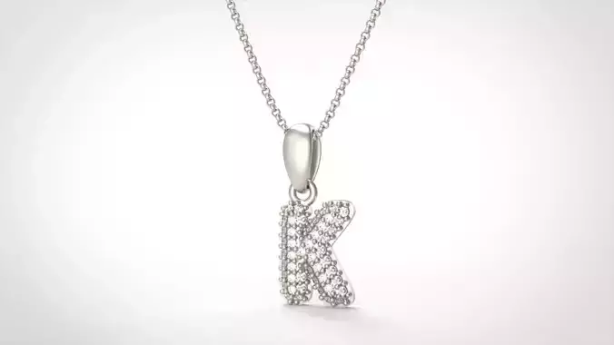 Model 528 Camber Initial K Letter Diamond Pendant 3D print model