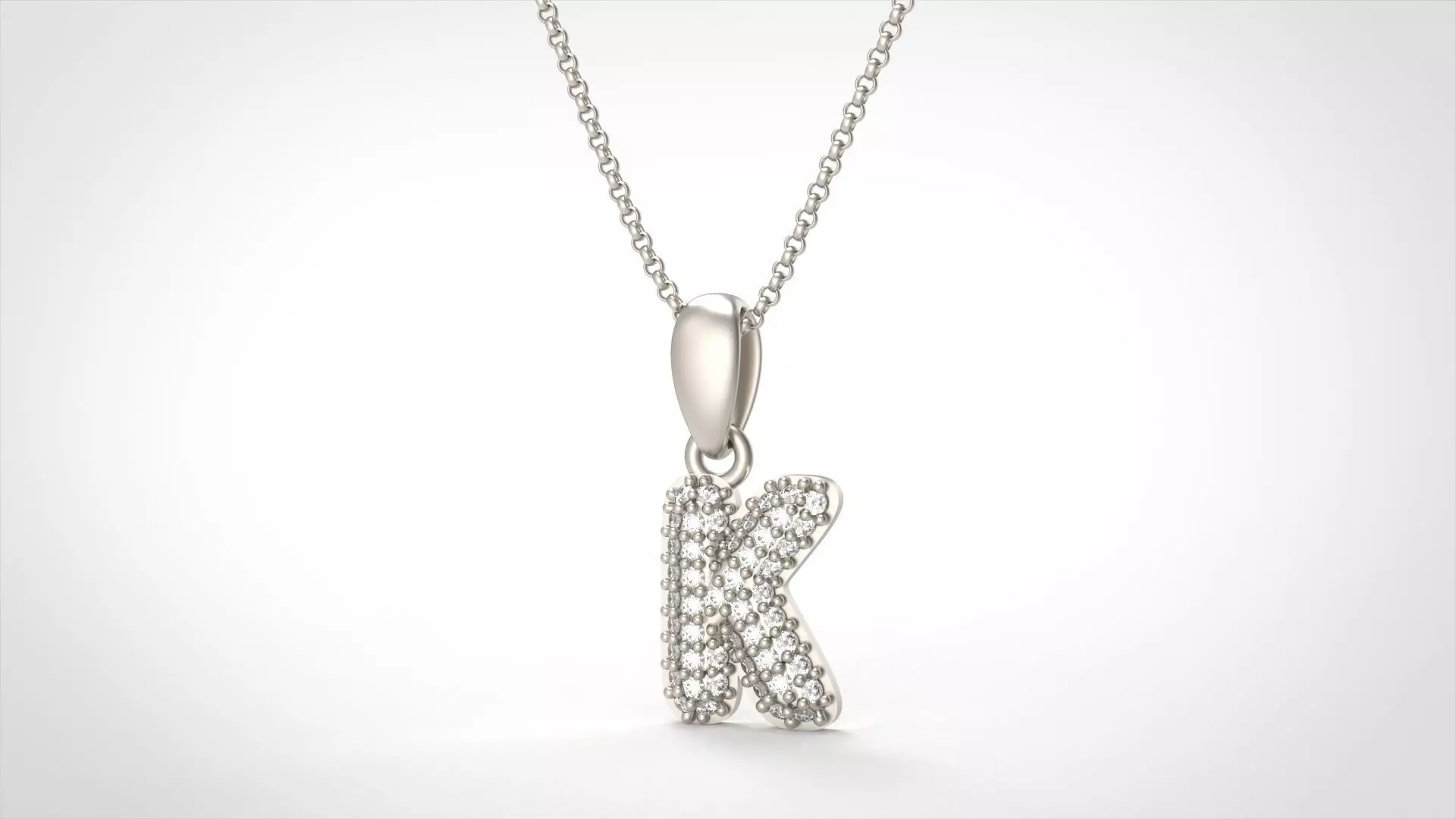 Model 528 Camber Initial K Letter Diamond Pendant 3D print model_0