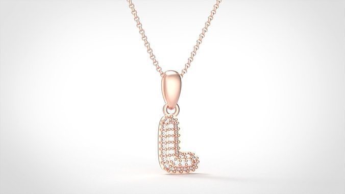 Model 529 Camber Initial L Letter Diamond Pendant 3D print model