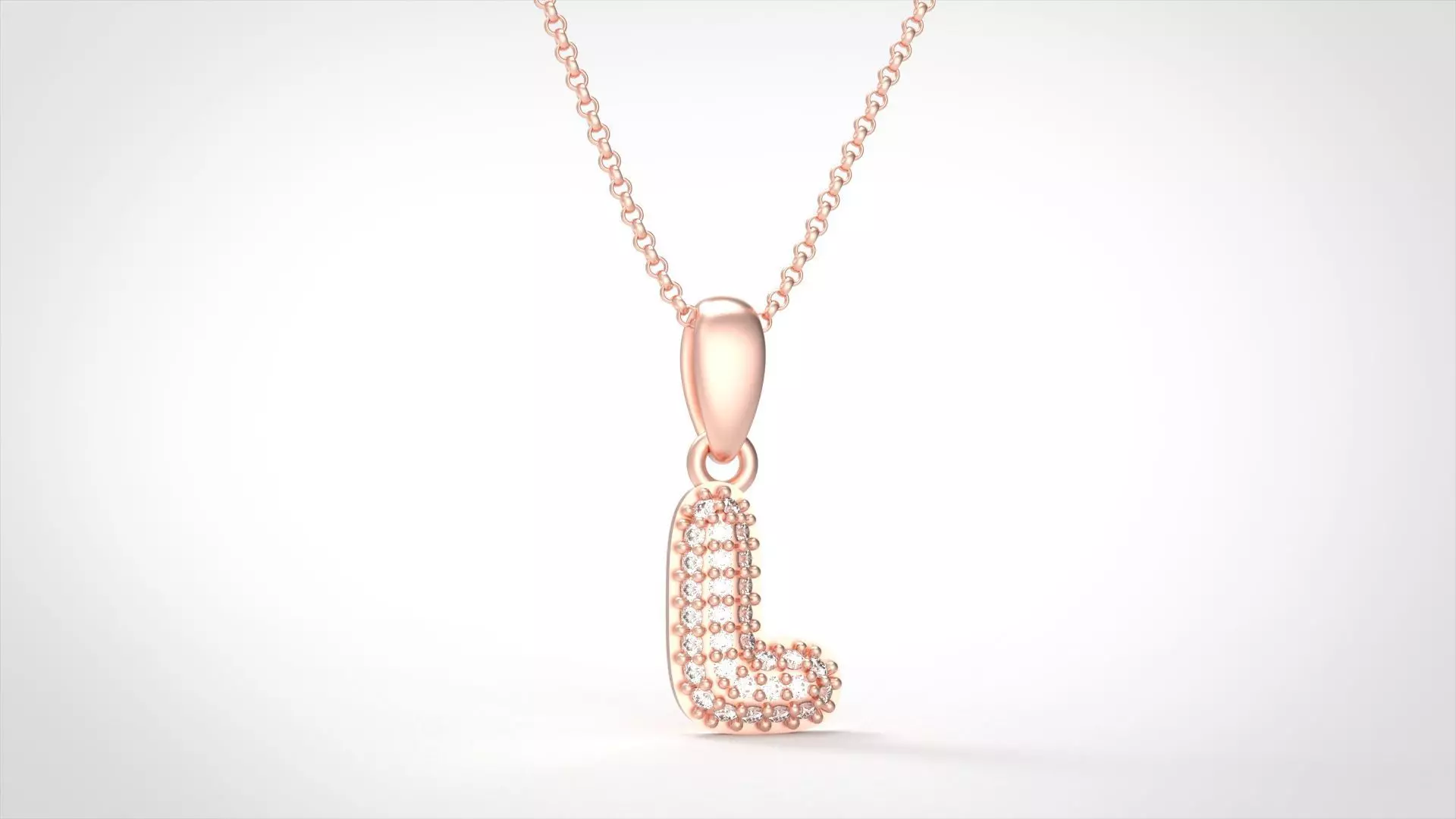 Model 529 Camber Initial L Letter Diamond Pendant 3D print model_0
