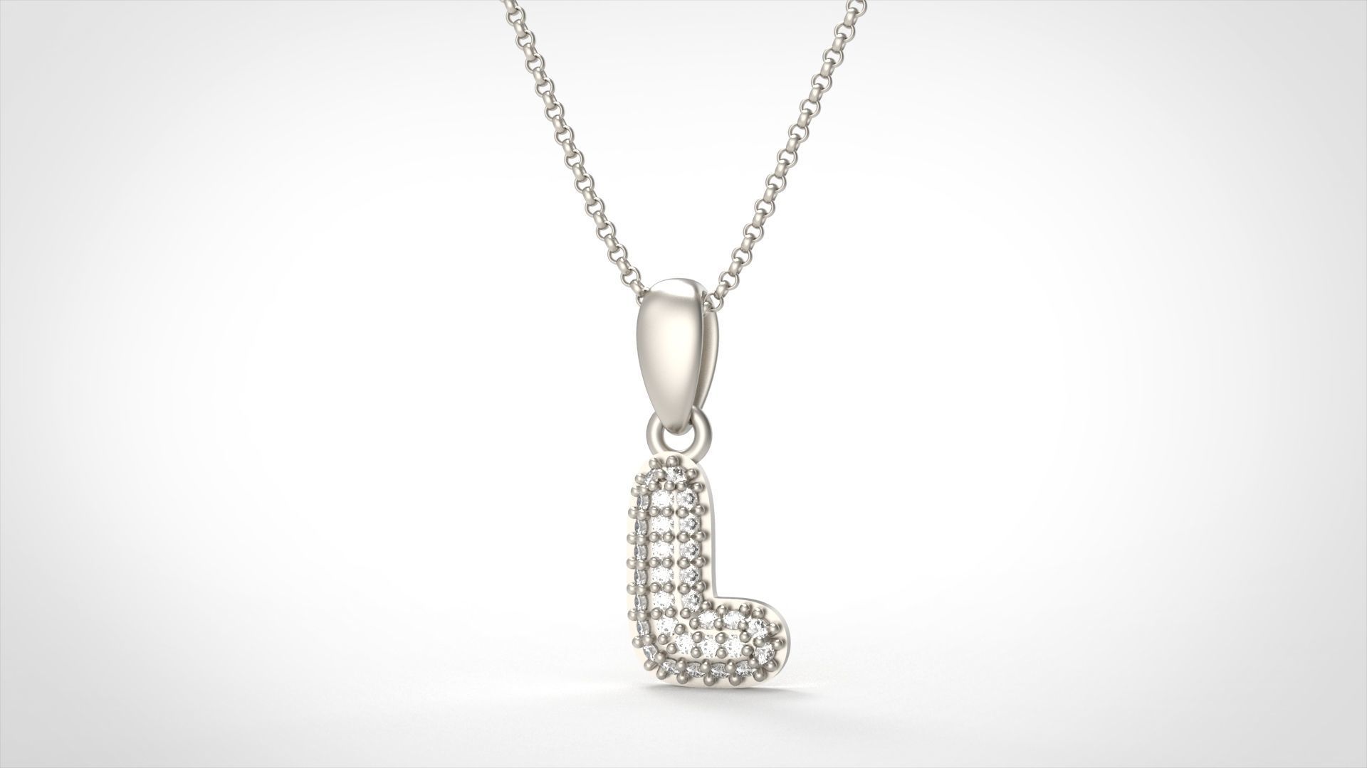 Model 529 Camber Initial L Letter Diamond Pendant 3D print model_6