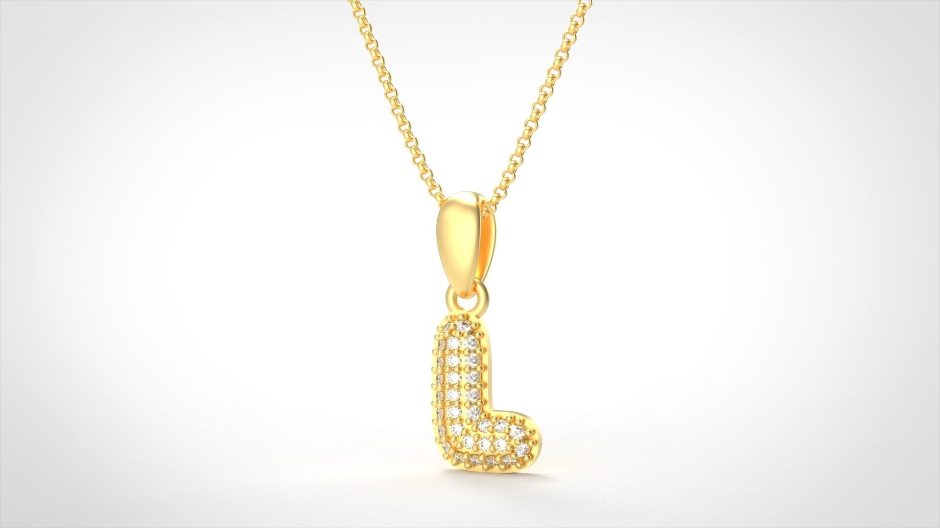 Model 529 Camber Initial L Letter Diamond Pendant 3D print model_2