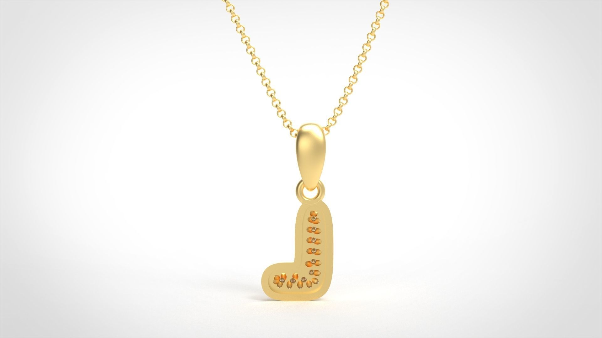 Model 529 Camber Initial L Letter Diamond Pendant 3D print model_4