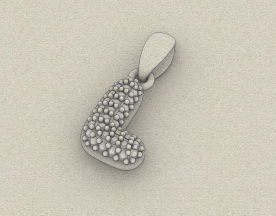 Model 529 Camber Initial L Letter Diamond Pendant 3D print model_10