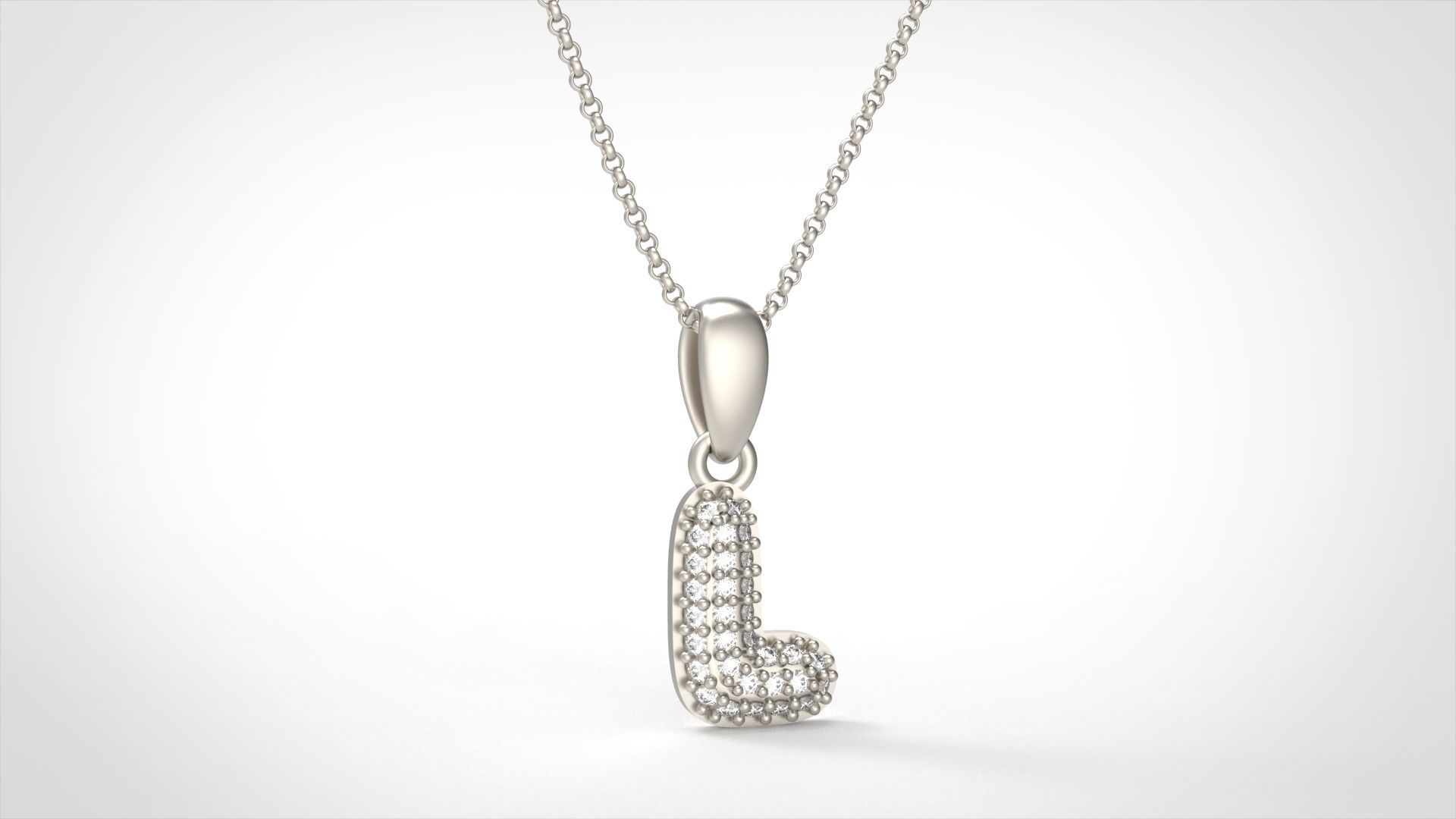 Model 529 Camber Initial L Letter Diamond Pendant 3D print model_5