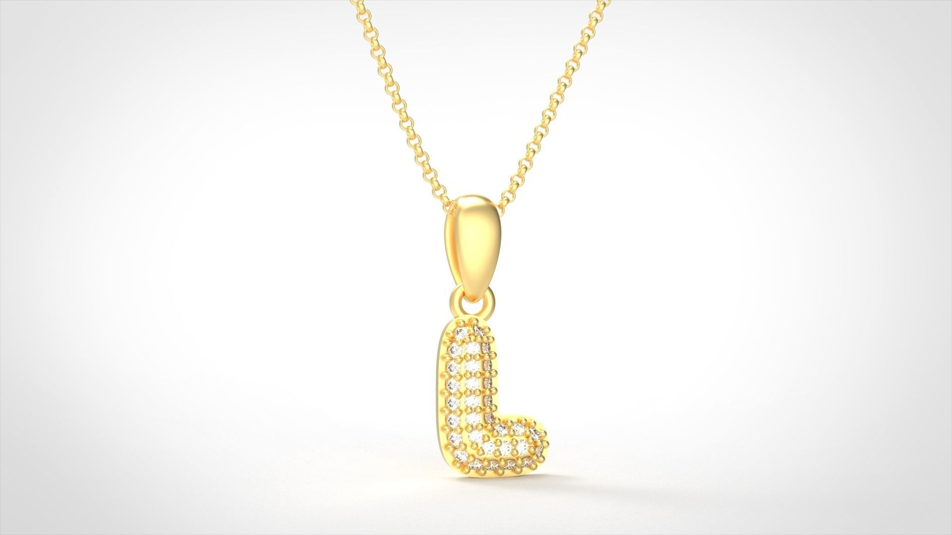 Model 529 Camber Initial L Letter Diamond Pendant 3D print model_1