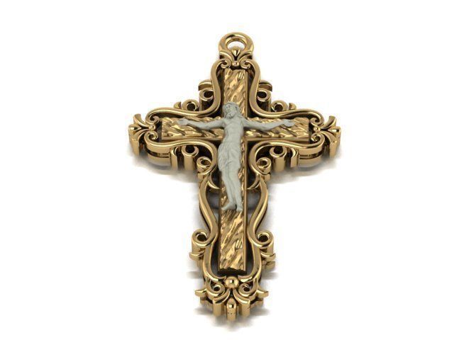 Cross pendant 3D print model_10