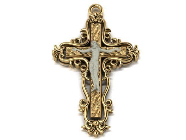 Cross pendant 3D print model_8