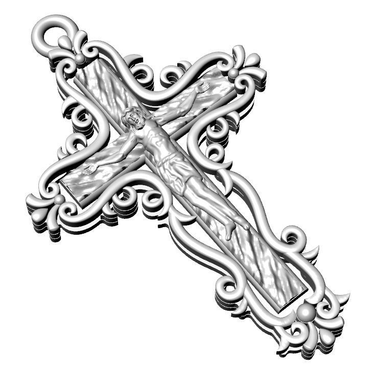 Cross pendant 3D print model_19