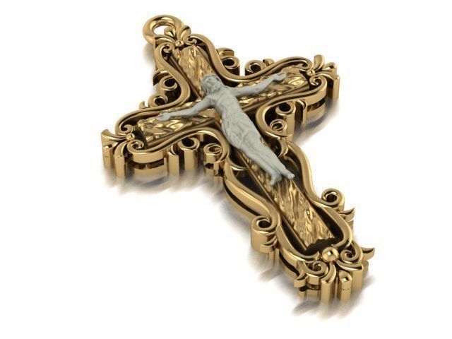 Cross pendant 3D print model_3
