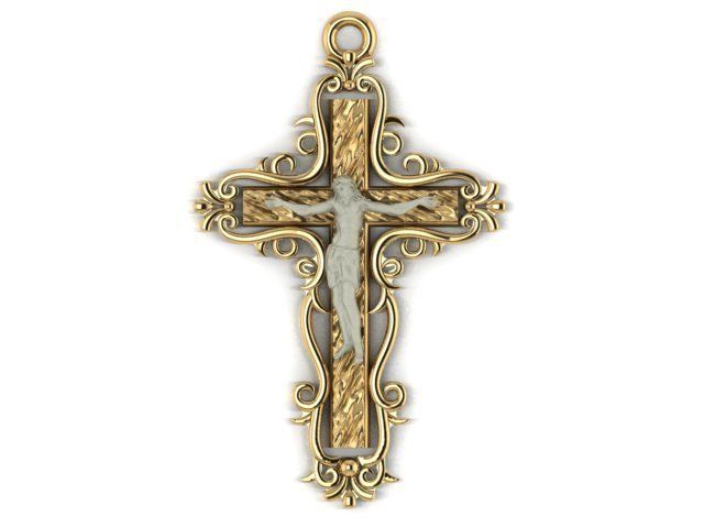 Cross pendant 3D print model_7