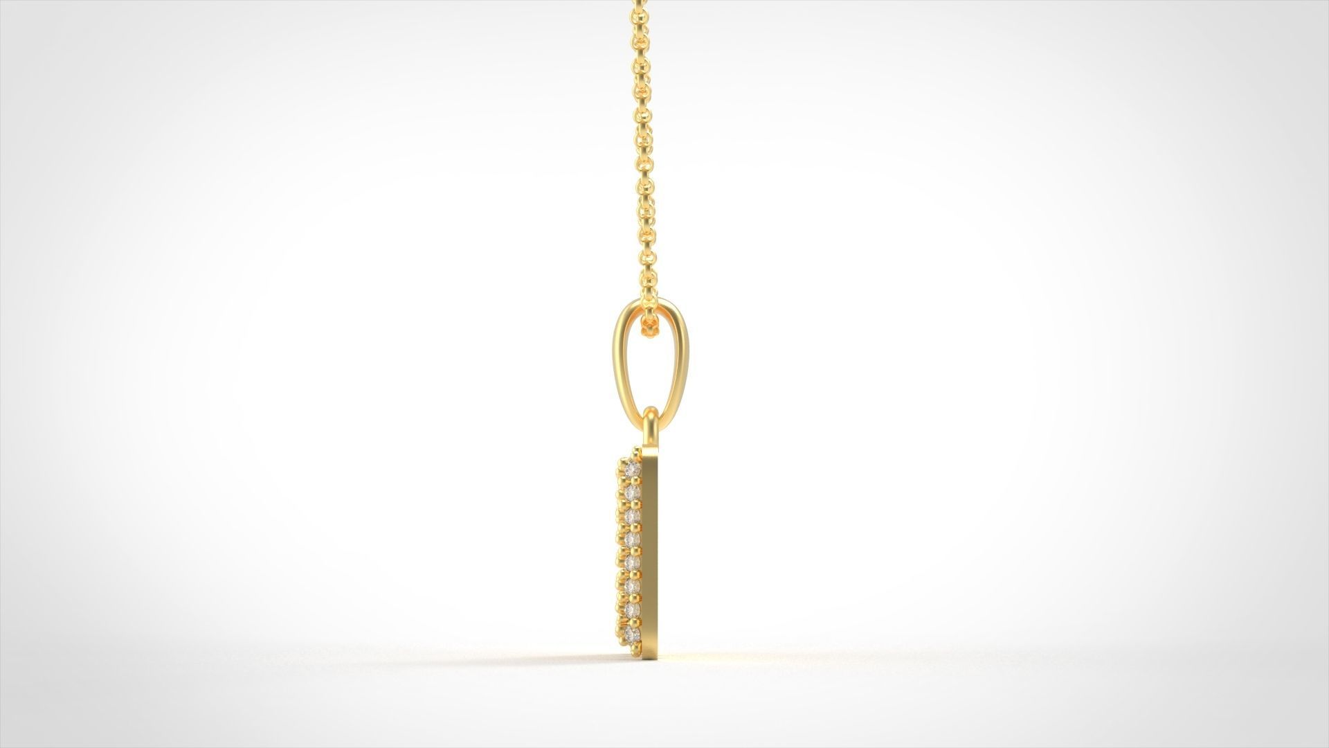 Model 530 Camber Initial M Letter Diamond Pendant 3D print model_2