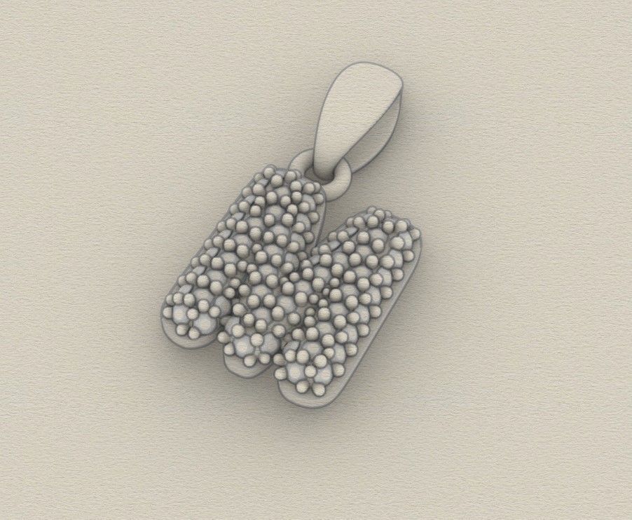 Model 530 Camber Initial M Letter Diamond Pendant 3D print model_10