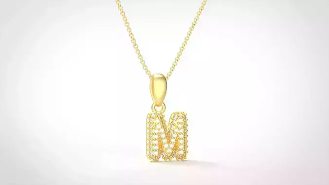 Model 530 Camber Initial M Letter Diamond Pendant 3D print model