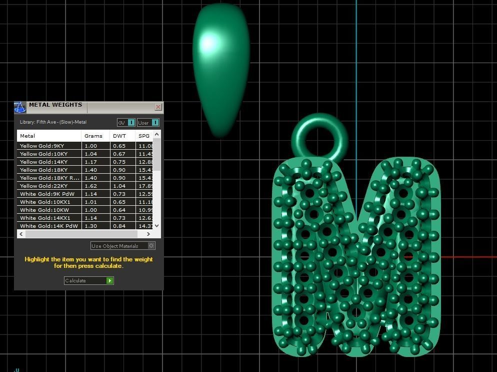 Model 530 Camber Initial M Letter Diamond Pendant 3D print model_13