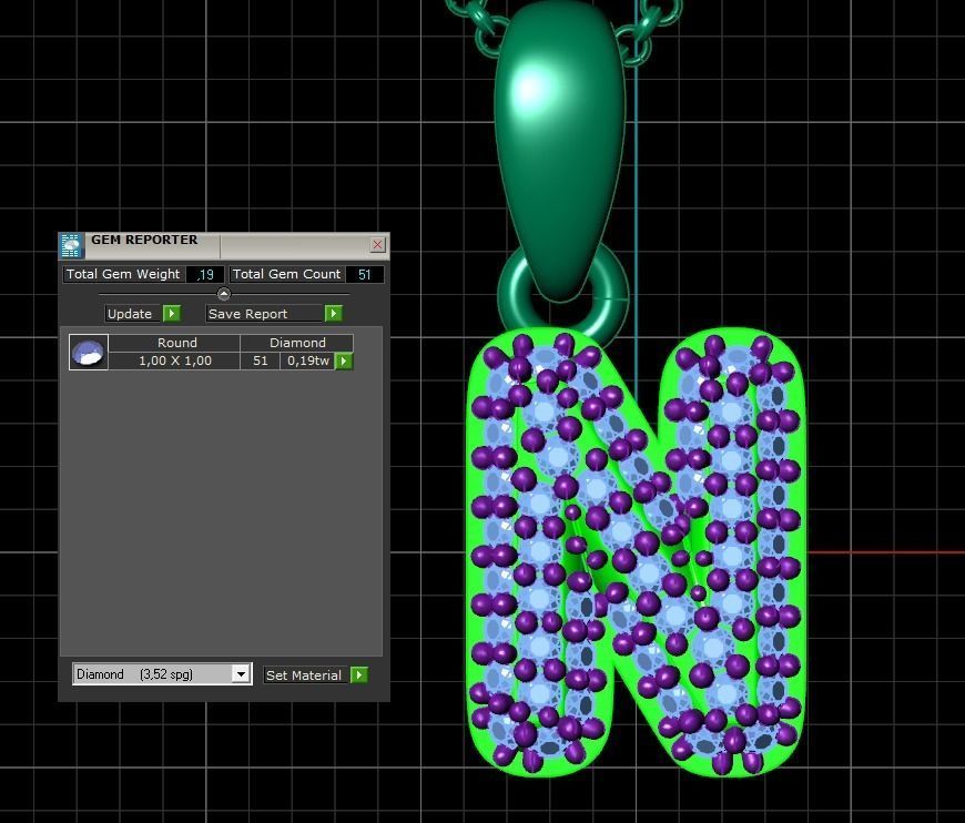 Model 531 Camber Initial N Letter Diamond Pendant 3D print model_12