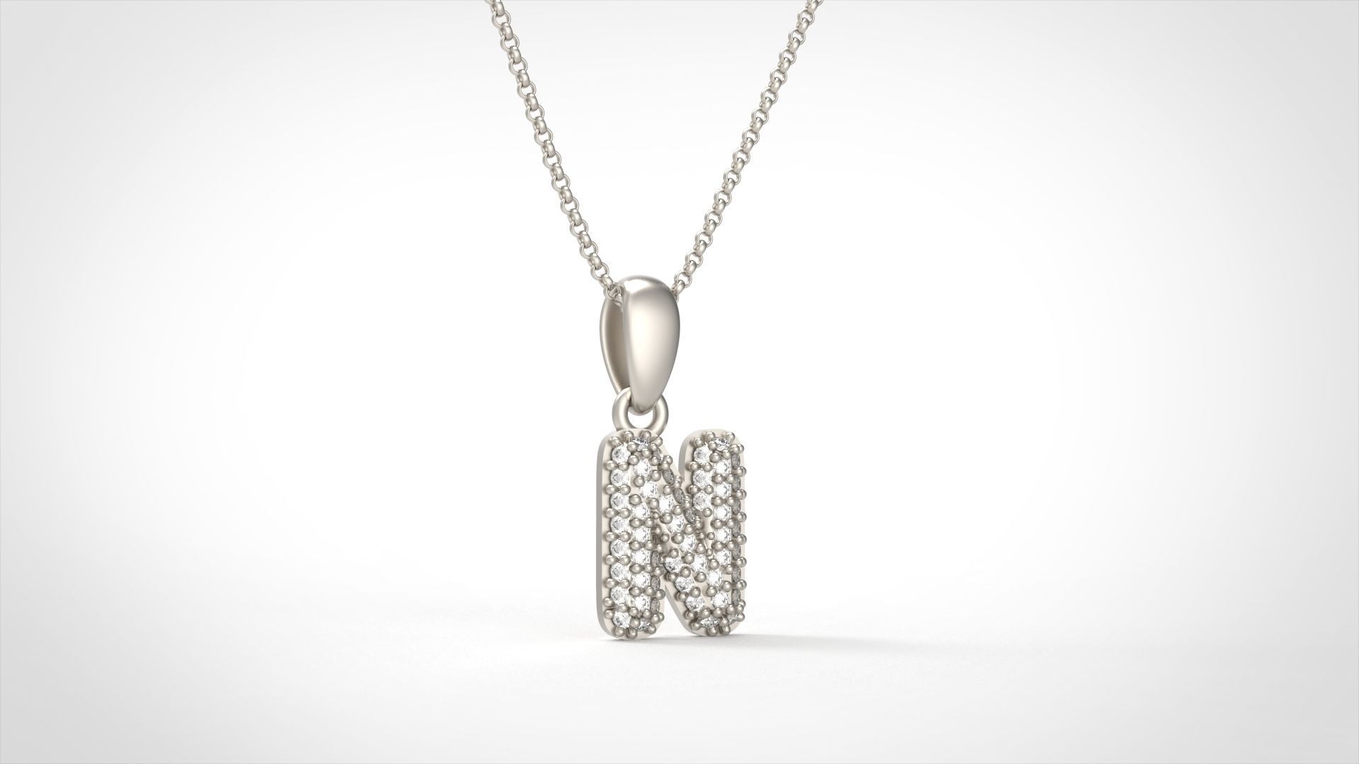 Model 531 Camber Initial N Letter Diamond Pendant 3D print model_5