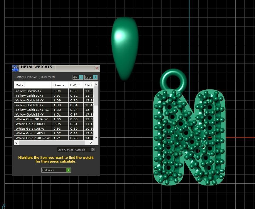 Model 531 Camber Initial N Letter Diamond Pendant 3D print model_13