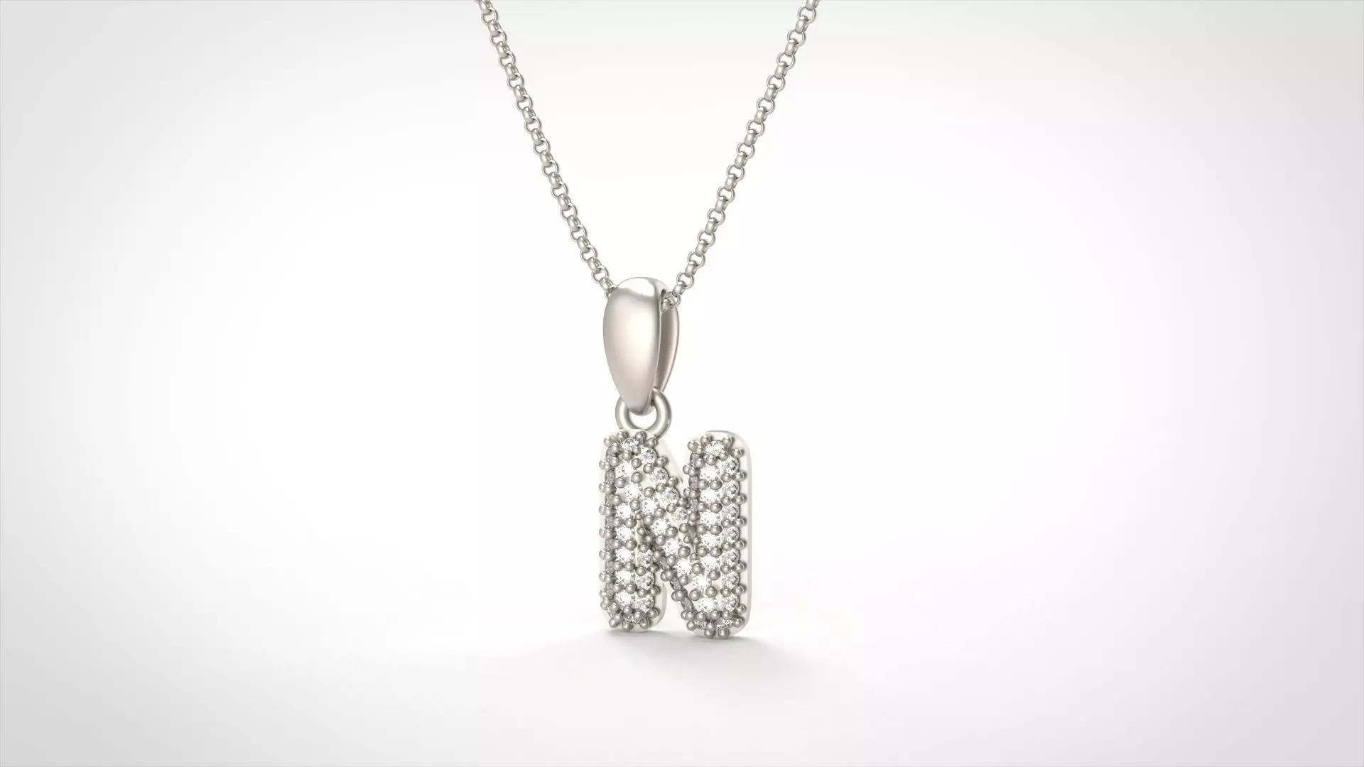 Model 531 Camber Initial N Letter Diamond Pendant 3D print model_0