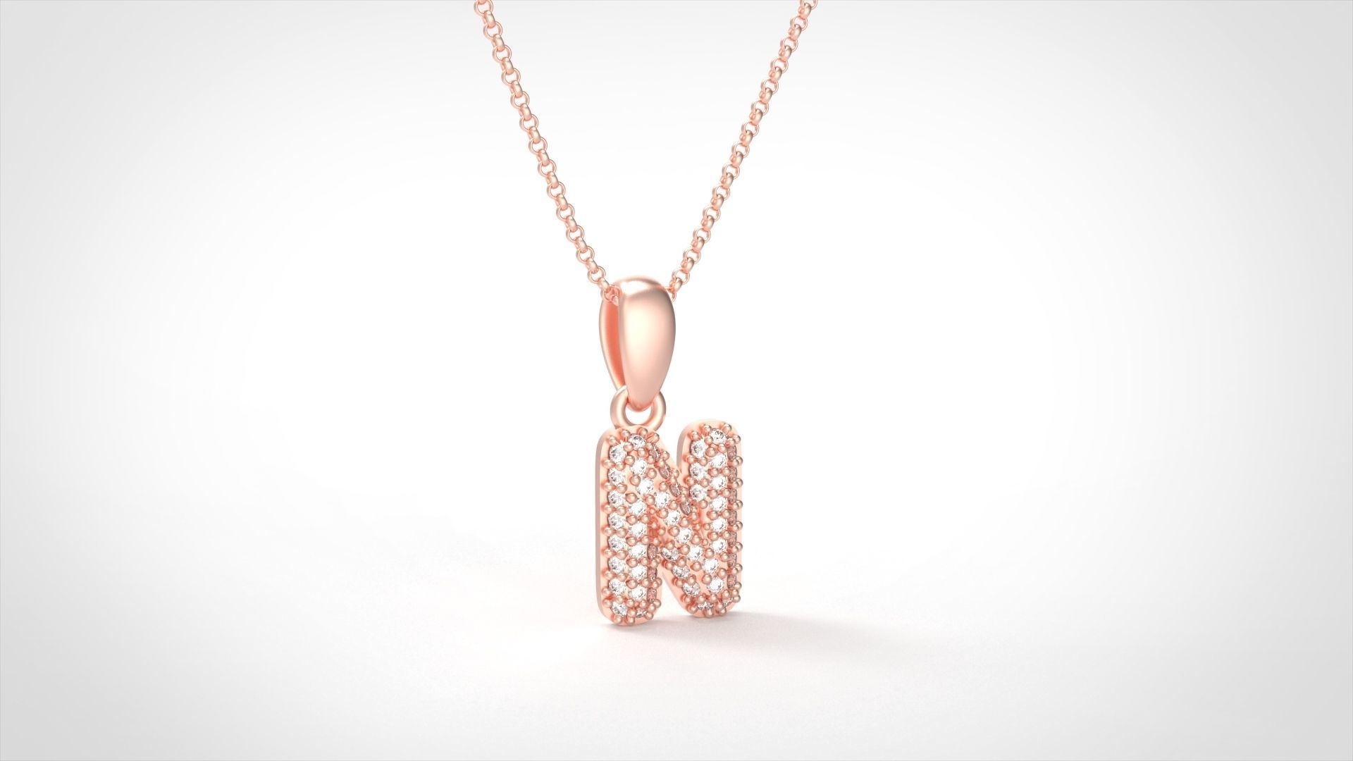 Model 531 Camber Initial N Letter Diamond Pendant 3D print model_6
