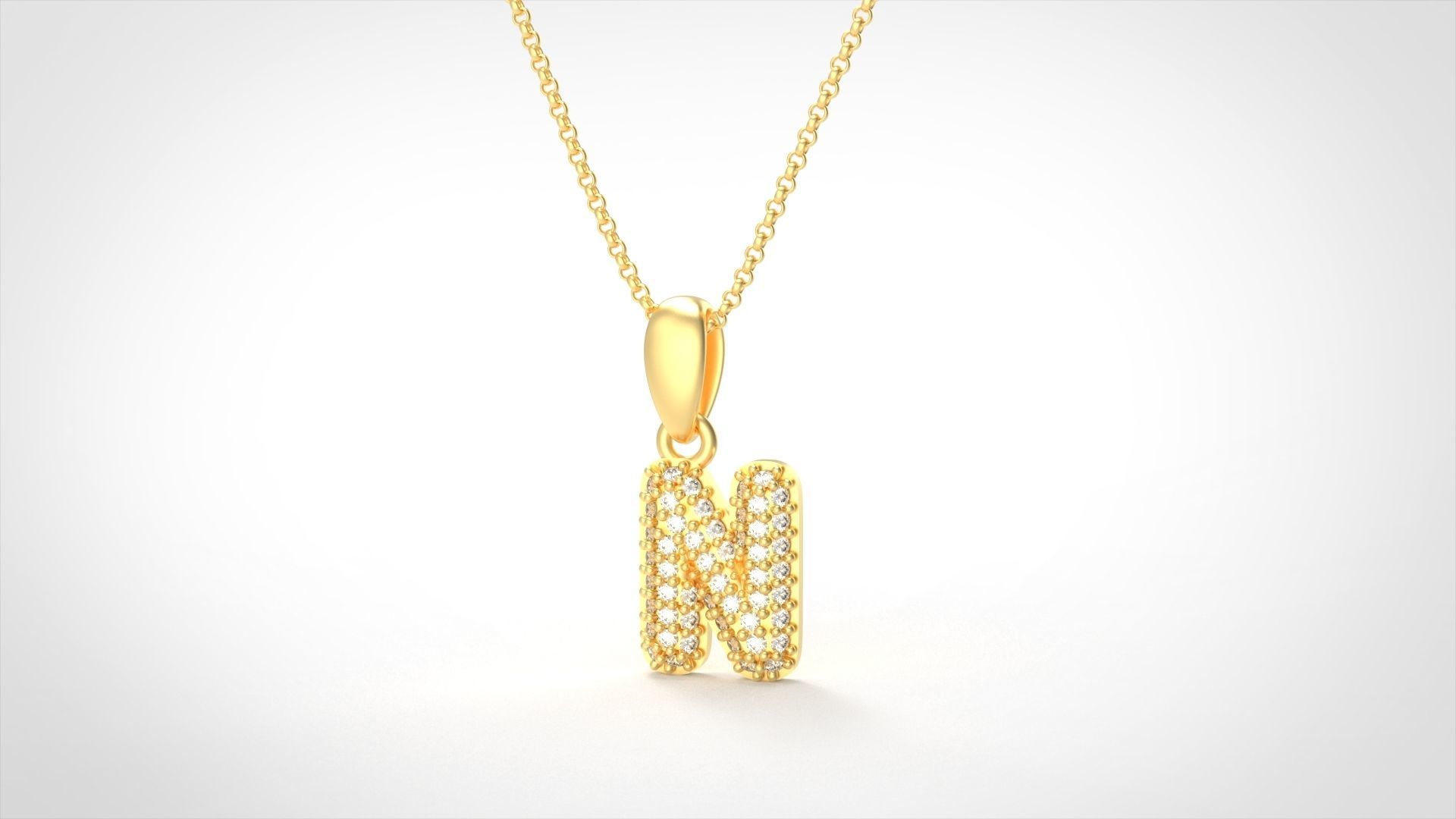Model 531 Camber Initial N Letter Diamond Pendant 3D print model_2