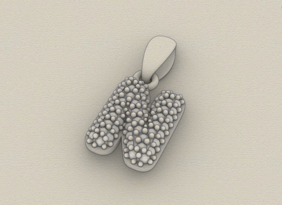 Model 531 Camber Initial N Letter Diamond Pendant 3D print model_10