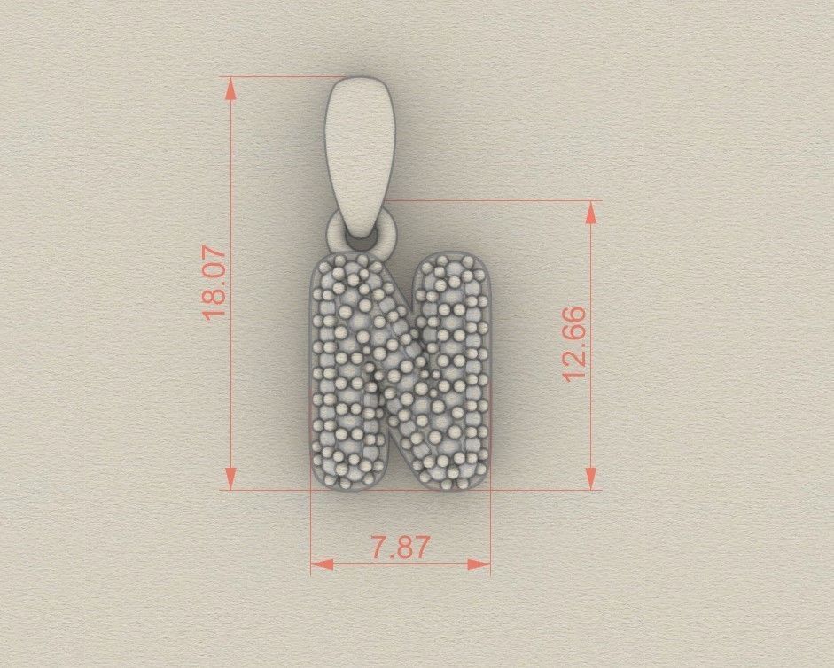 Model 531 Camber Initial N Letter Diamond Pendant 3D print model_7