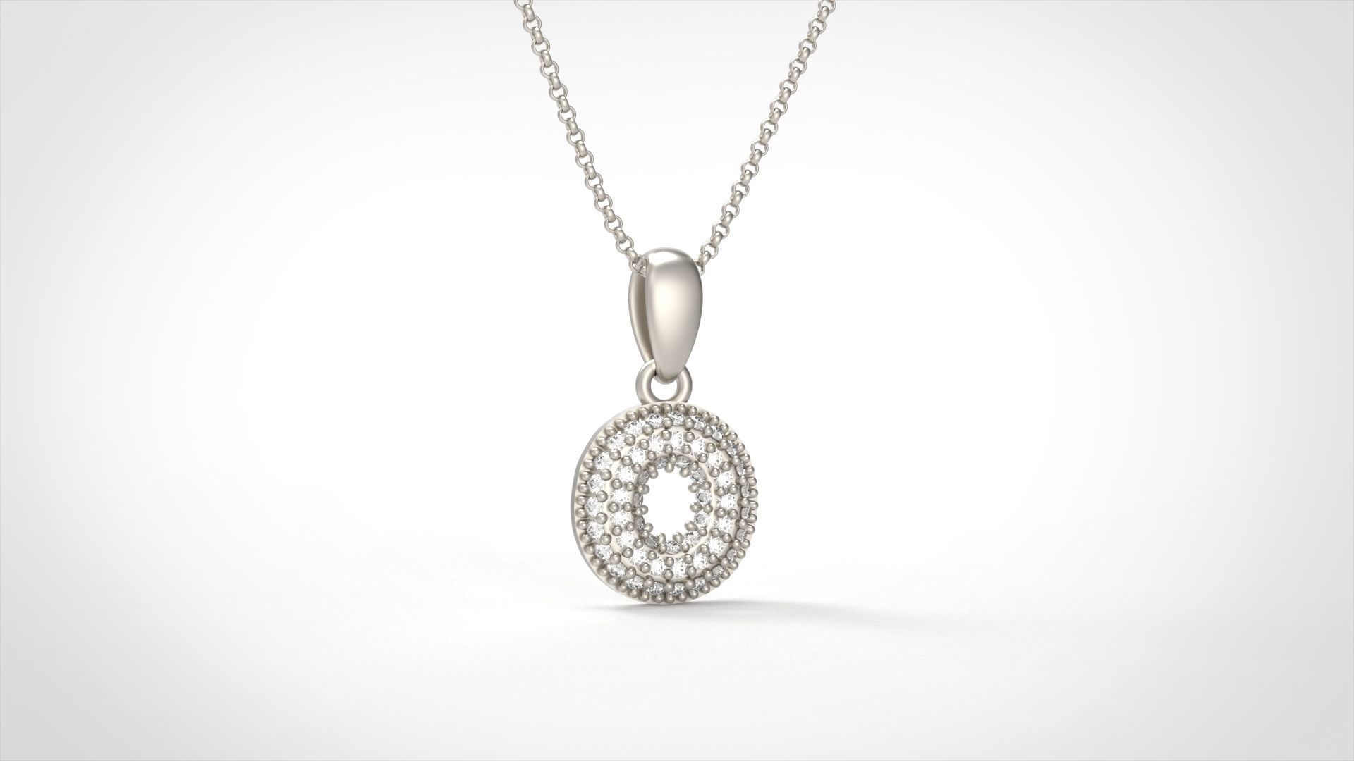Model 532 Camber Initial O Letter Diamond Pendant 3D print model_1