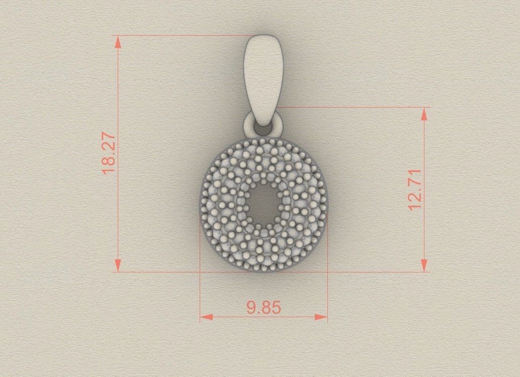 Model 532 Camber Initial O Letter Diamond Pendant 3D print model_7