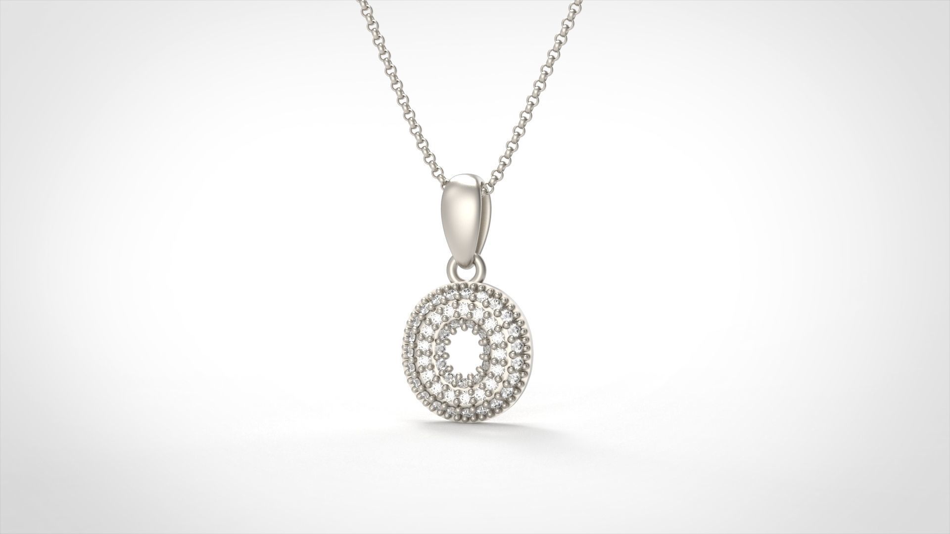 Model 532 Camber Initial O Letter Diamond Pendant 3D print model_6