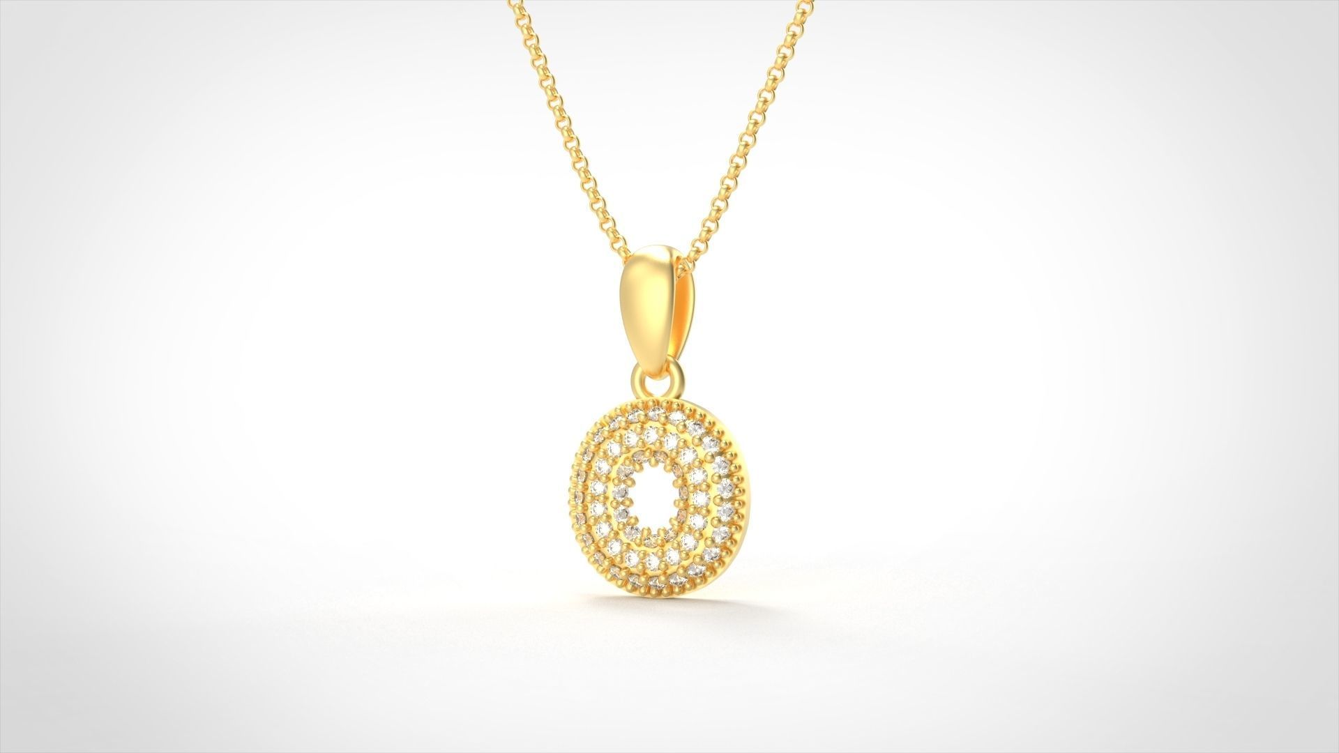 Model 532 Camber Initial O Letter Diamond Pendant 3D print model_3