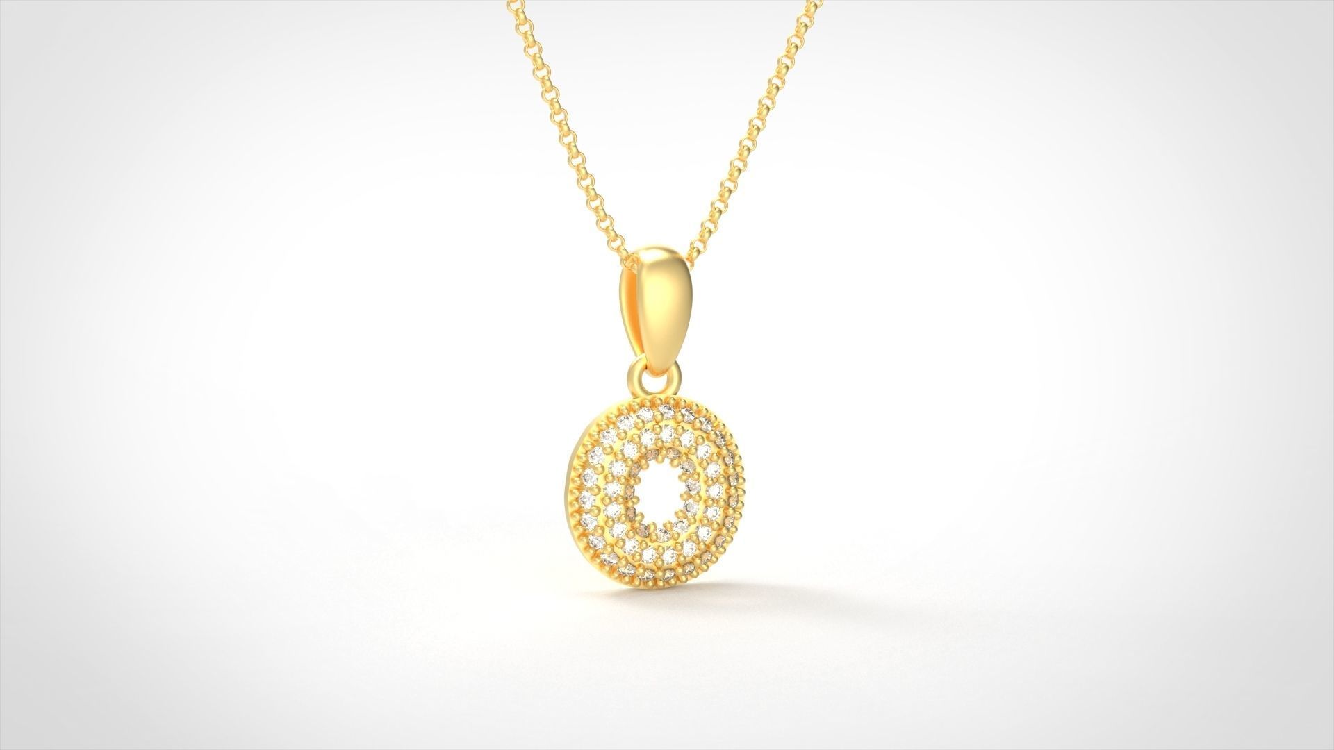 Model 532 Camber Initial O Letter Diamond Pendant 3D print model_2