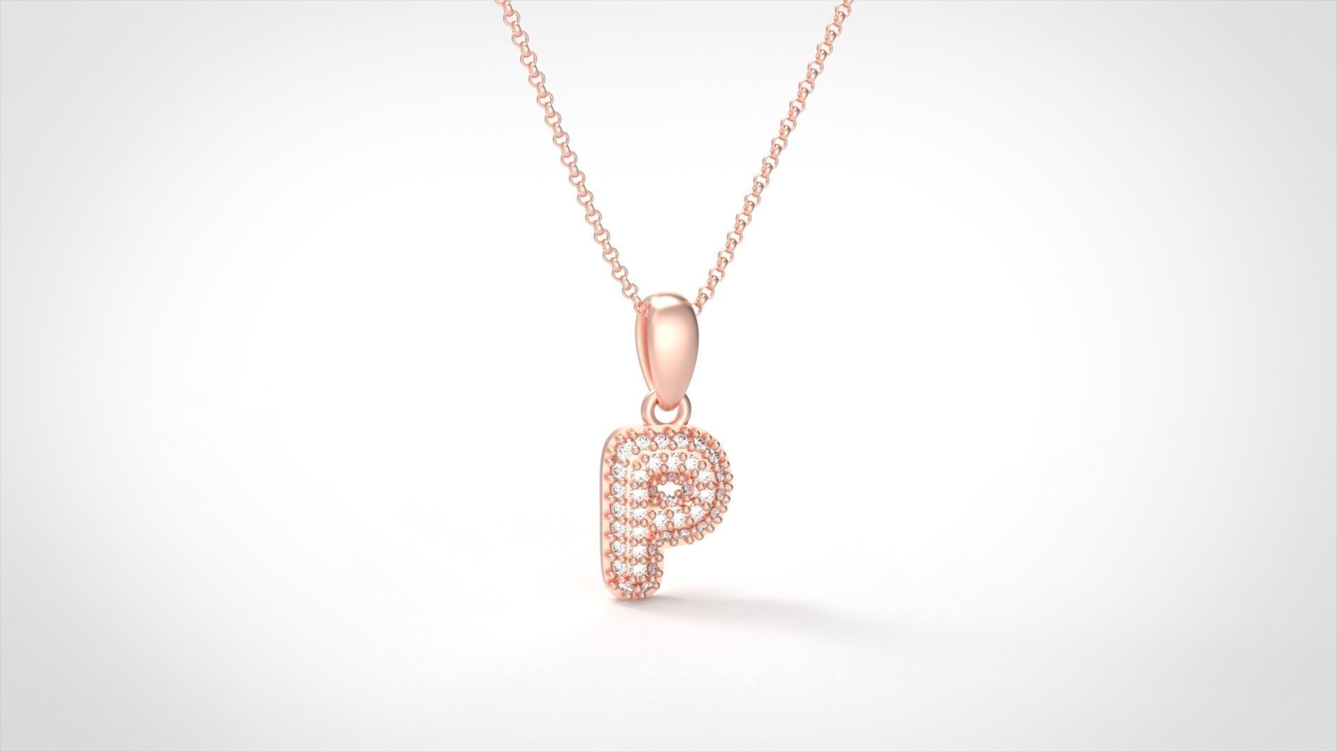 Model 533 Camber Initial P Letter Diamond Pendant 3D print model_6