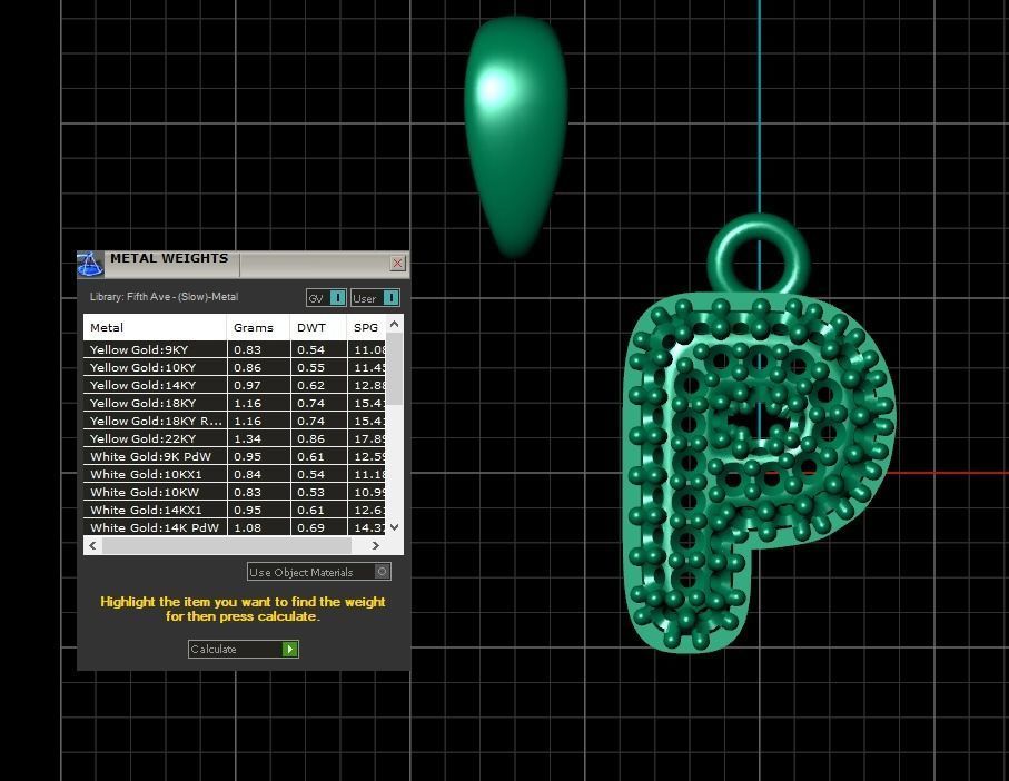 Model 533 Camber Initial P Letter Diamond Pendant 3D print model_13
