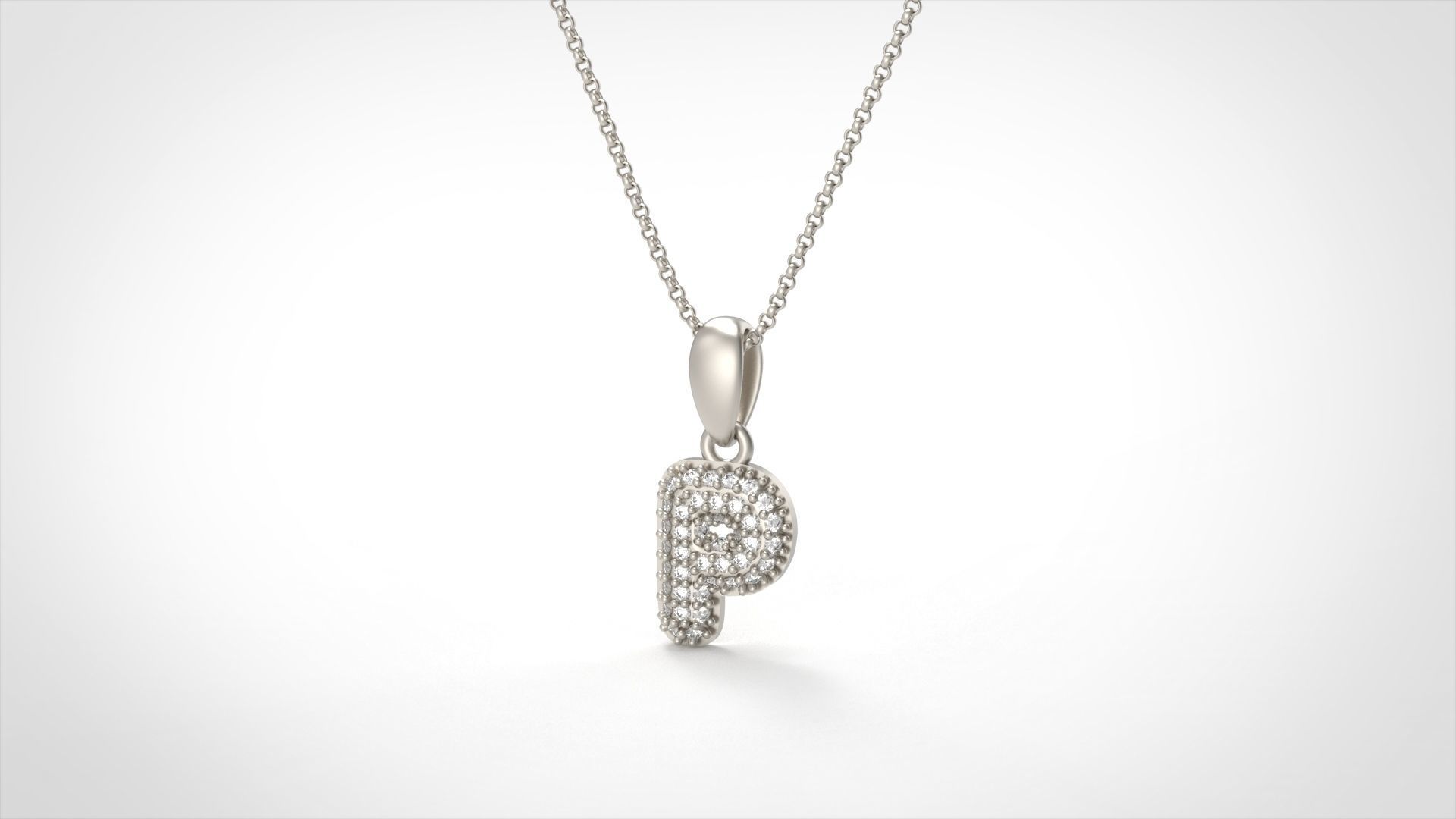 Model 533 Camber Initial P Letter Diamond Pendant 3D print model_5