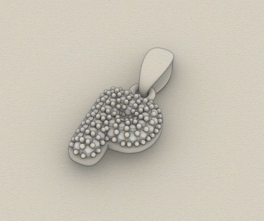 Model 533 Camber Initial P Letter Diamond Pendant 3D print model_10