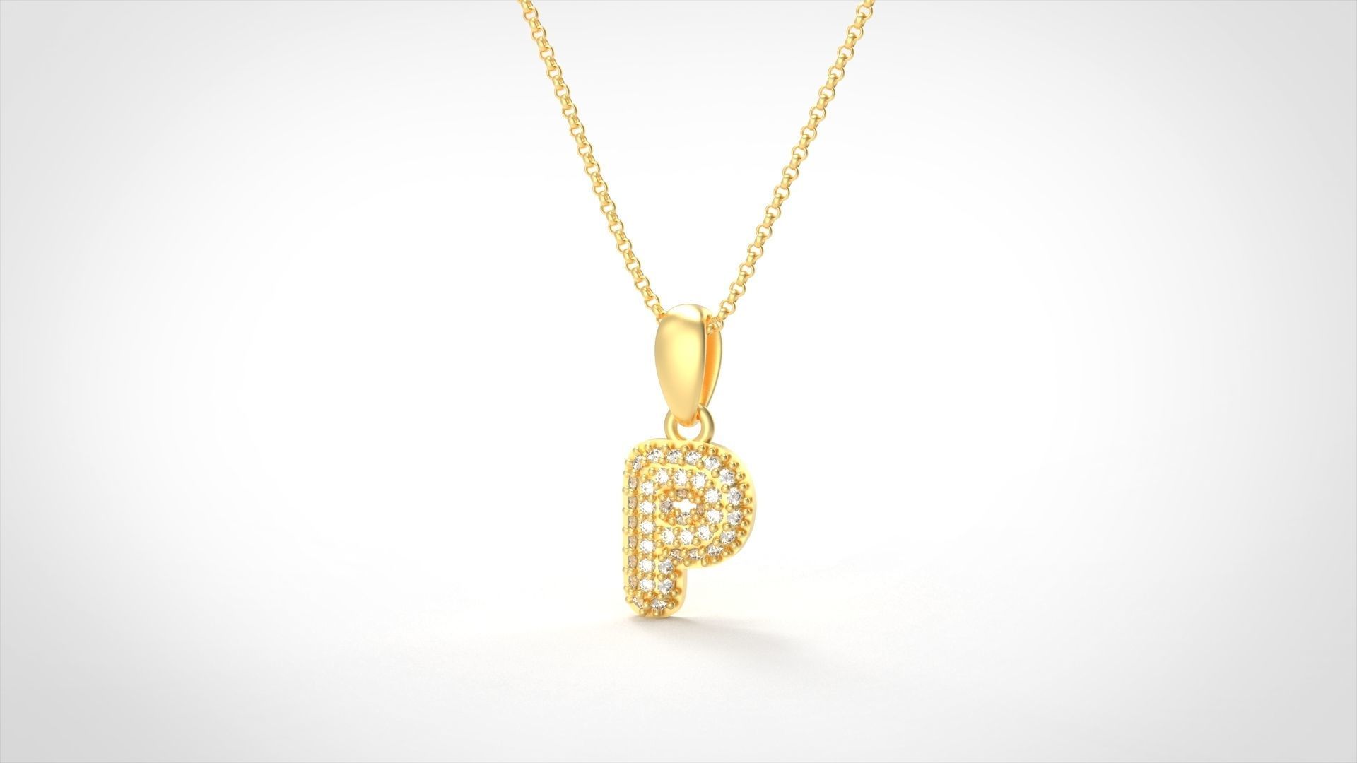 Model 533 Camber Initial P Letter Diamond Pendant 3D print model_1