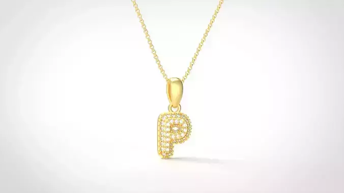 Model 533 Camber Initial P Letter Diamond Pendant 3D print model