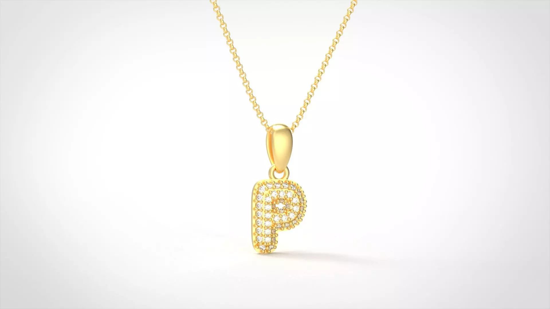 Model 533 Camber Initial P Letter Diamond Pendant 3D print model_0