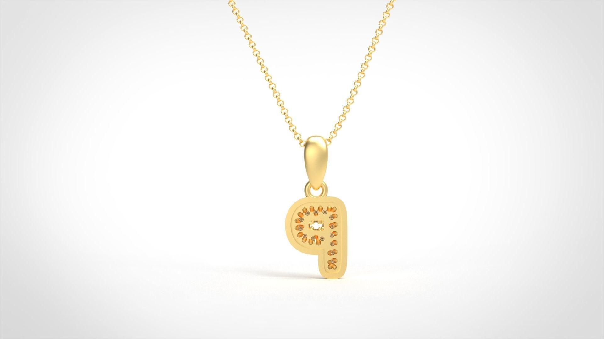 Model 533 Camber Initial P Letter Diamond Pendant 3D print model_3