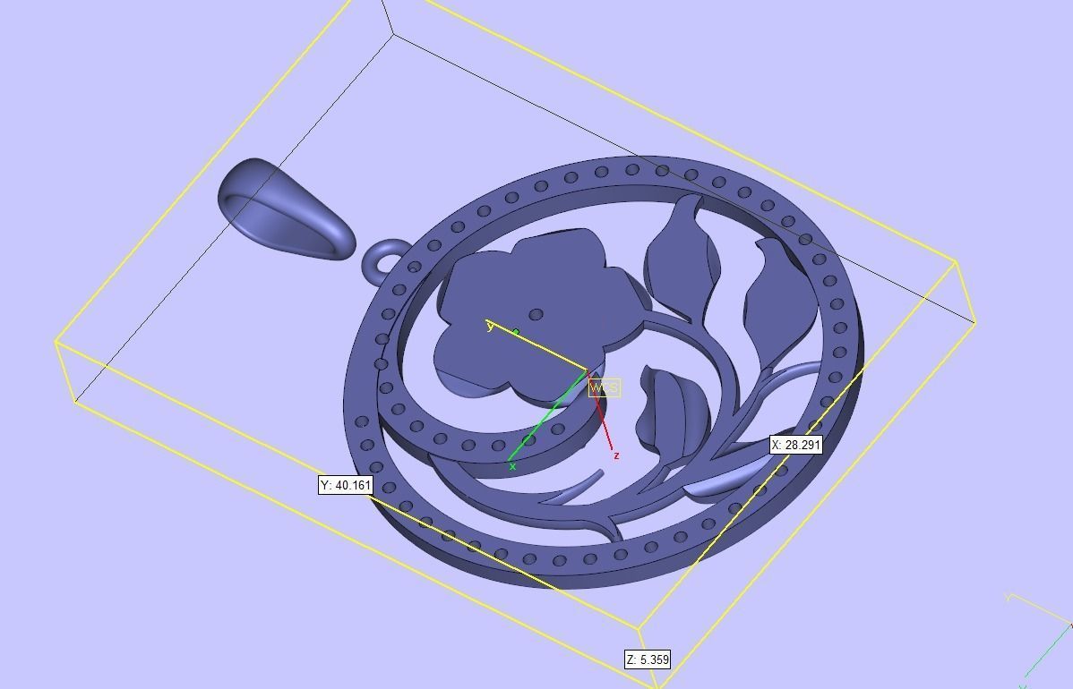 Pendant flower round gems 3D print model_10