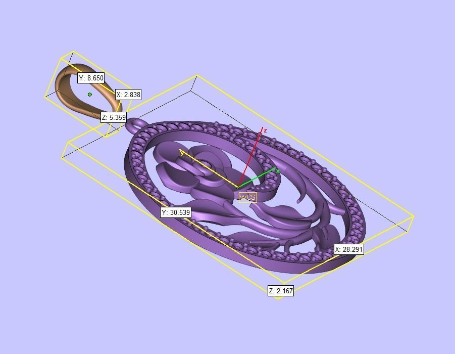 Pendant flower round gems 3D print model_6